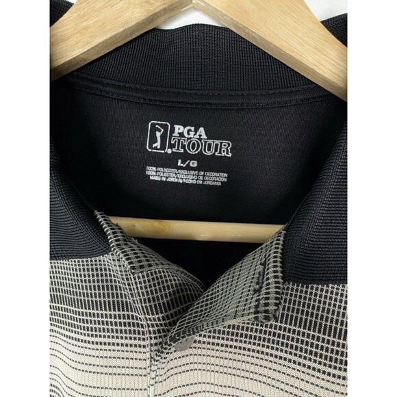 PGA TOUR Polo Shirt Gray White Golf Performance Stretch Comfort Mens Size Large - Picture 6 of 11